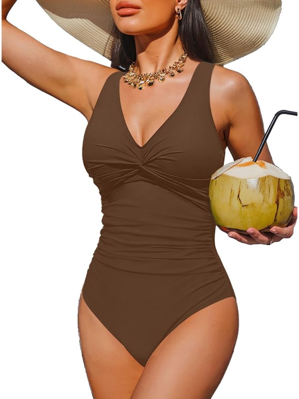 Women's Tummy Control One Piece Swimsuit Push Up Full Coverage Bathing Suit